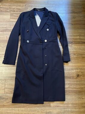NWT Roeyshouse Navy Double-Breasted  Coat
